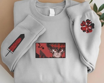 Embroidered Anime Sweatshirt & Hoodie, Dark Magic Devil Union Design, Anime Fan Gift