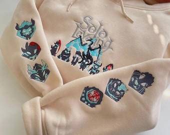 Haftowana bluza z kapturem z motywem anime – I Alone Level Up Design, Monarch of Shadows