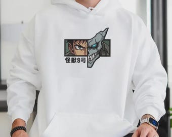 Kaiju No. 8 Hoodie Embroidered, Anime Sweatshirt, Manga Crewneck, Gift for Otaku Fans