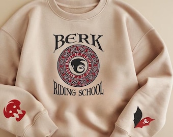 Embroidered Dragon Riding School Sweatshirt, Fantasy Myth Hoodie