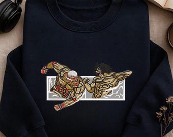 Embroidered Attack on Titan Anime Shirt / Sweatshirt / Hoodie – AOT Fight Design, Streetwear Cosplay