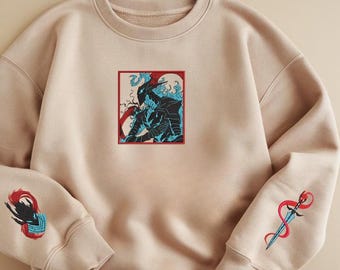 I Alone Level Up Embroidered Sweatshirt, Anime Shadow Knight Hoodie