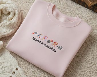 Island Essentials Animal Crossing Inspired Embroidered Sweatshirt, Cute Island Life Sweatshirt, Cozy Gamer Gift
