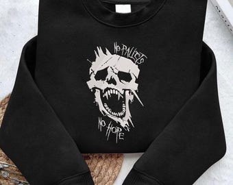 Embroidered No Pallets No Hope Sweatshirt & Hoodie, DBD Survivor Skull, Horror Game Gift
