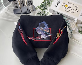 Broderad Anime-huvtröja – I Alone Level Up-design