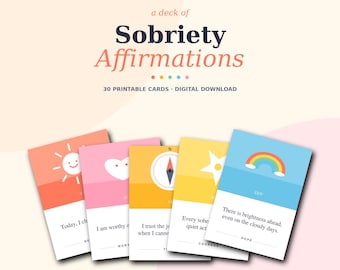 Printable Sobriety Cards,30 Recovery Affirmations PDF,Daily Mindfulness Cards,Sober Journey,Digital Download