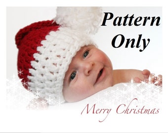 PATTERN ONLY (PDF), Crochet Santa Hat Pattern, (0-12 Month Sizes), Finished product can be purchased too