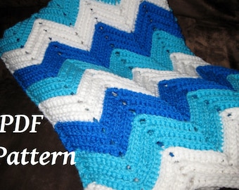 PATTERN ONLY (PDF), Crochet Ocean Waves Baby Blanket