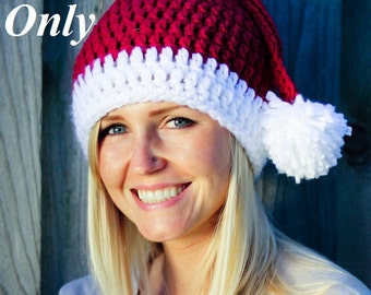 PATTERN ONLY (PDF), Crochet Santa Hat Pattern, (1-10 year sizes), Finished product can be purchased too