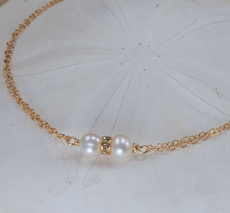 Elegant Pearl Anklet, Bridal Anklet, Stylish Anklet, Summer Jewelry, Gold Filled Anklet, Sterling Silver Anklet, Chain Anklet image 3