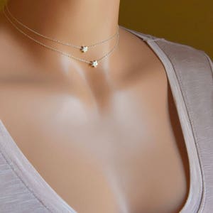 Collar de estrella delicada, collar de estrella de plata, collar de la suerte, collar de uso diario, collar de capas, collar para niños, cadena de plata o oro imagen 6