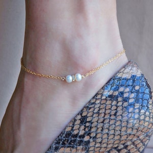 Elegant Pearl Anklet, Bridal Anklet, Stylish Anklet, Summer Jewelry, Gold Filled Anklet, Sterling Silver Anklet, Chain Anklet image 1