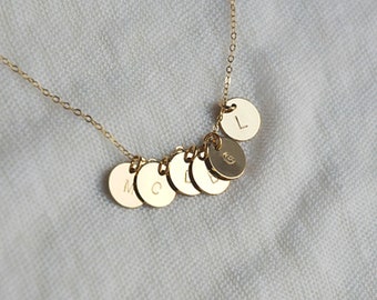 Dainty Disc Necklace, Personalized Coin Pendant, Sterling Silver, 14k Gold Fill, Rose Gold by CVennell