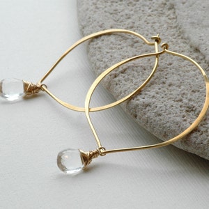 Large Hoop Earrings, Petal Earrings, Customized Gemstone Hoops, Crystal Earrings, Travel Jewelry, 14k Gold Fill, Vermeil, Sterling Silver