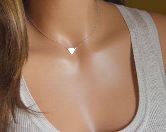 Triangle Necklace, Personalized Initial Necklace, Everyday Layering Necklace, Mothers Necklace, Bridesmaid Gift, Silver, Gold, Rose Gold