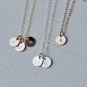 Dainty Disc Necklace, Custom Initial Tag, Personalized Coin in 14k Gold Fill, Sterling Silver, Rose Gold by CVennell