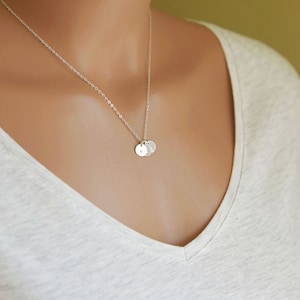 Dainty Initial Disc Necklace, Personalized Necklace, Custom Pendant in 14k Gold Fill, Sterling Silver, Rose Gold by CVennell