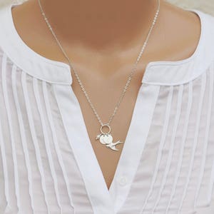 Dainty Initial Necklace, Personalized Mothers Necklace, Swallow Necklace, Eternity Necklace, Customized Gift, Sterling Silver Necklace