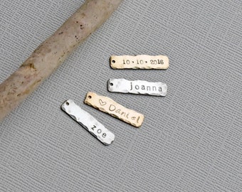 ADD a Pendant, Organic Sterling Silver or 14k Gold Filled Hand Stamped Bar, Custom Jewelry, Personalized Jewelry, Mothers Gift, Wedding Date