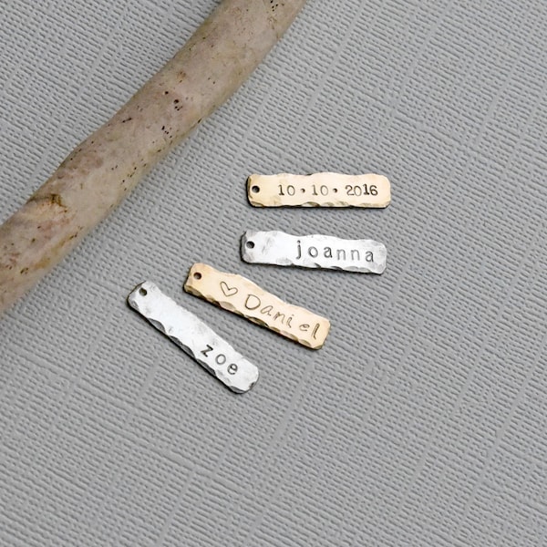 ADD a Pendant, Organic Sterling Silver or 14k Gold Filled Hand Stamped Bar, Custom Jewelry, Personalized Jewelry, Mothers Gift, Wedding Date