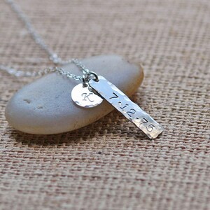Personalized Bar Necklace, Custom Nameplate Necklace, Unique Organic Bar Necklace, Mothers Gift, Silver or Gold