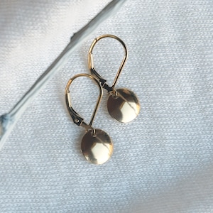 Dainty Disc Earrings, Minimalist Circle Earrings, Simple Gold Drop Earrings, Everyday Jewelry, Gift for Women, Gold, Silver, Rose Gold