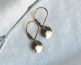 Dainty Disc Earrings, Minimalist Circle Earrings, Simple Gold Drop Earrings, Everyday Jewelry, Gift for Women, Gold, Silver, Rose Gold