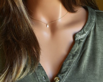Teeny Tiny Cross Necklace, Faith Jewelry, Baptism Gift, Holy Communion, Mother/Daughter Jewelry, Christian Pendant, Silver, Gold, Rose Gold