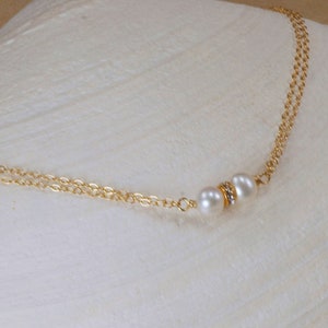 Elegant Pearl Anklet, Bridal Anklet, Stylish Anklet, Summer Jewelry, Gold Filled Anklet, Sterling Silver Anklet, Chain Anklet image 2