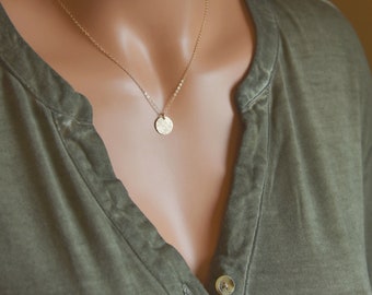 Minimalist Disc Necklace - Everyday Layering Necklace - Initial Necklace - Personalized Necklace - Customized Gift - Bridesmaid Gift