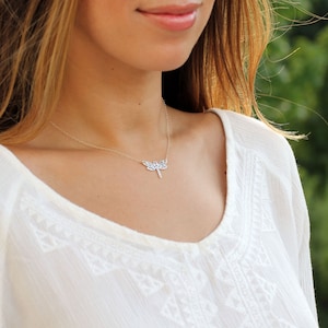 Sterling Silber Libelle Halskette, Karma Halskette, einzigartiger Schmuck für Frauen, Silber Anhänger Halskette, Sterling Silber