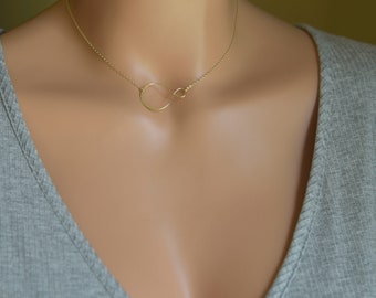 Sideway Eternity Necklace, Karma Jewelry, Delicate Gold Choker Necklace, Minimalist Necklace, Friendship Gift, Bridesmaid Gift