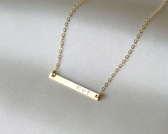 Dainty Personalized Bar Necklace, Name Necklace, Skinny Horizontal Bar, Simple, Everyday Necklace, Gold / Silver / Rose Gold, CMB_2