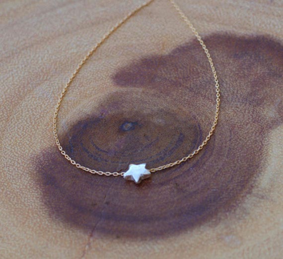 Dainty Star Necklace, Silver Star Necklace, Lucky Necklace, Everyday, Layering Necklace, Child's Necklace, Silver or Gold Chain