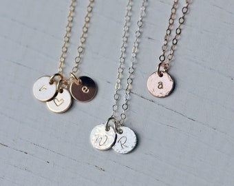 Dainty Disc Necklace, Everyday Layering Necklace, Initial Tag Necklace, Bridesmaid Gifts, Silver, Gold, Rose Gold • DNV_7mm,
