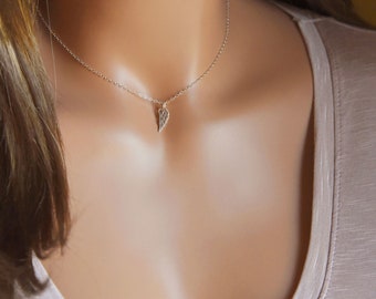 Angel Wing Necklace, Dainty Customized Initial Necklace, Personalized Memorial Gift, Unique Gift for Grieving