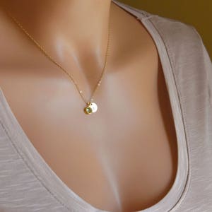 Personalized Disc Necklace, Initial & Birthstone Necklace, Customized Mothers Necklace • Dainty Necklace • Gold • Sterling Silver • Rose