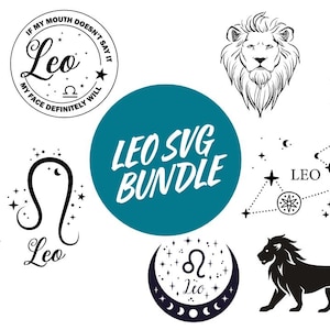 Leo SVG Zodiac Bundle | Celestial Star Sign Clipart | Leo Season Cricut Files | Horoscope Design Pack