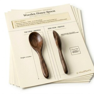 DIY Woodworking Plan · Wooden Honey Spoon · Small Teaspoon PDF Pattern · Kitchen Utensil · Instant Download · Scroll Saw Plan · Wood Project