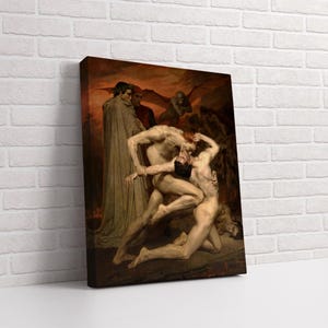 Bouguereau Wall Art, Dante and Virgil in Hell Wall Decor, Hell Canvas Decorations, Dante and hell Poster Print, Bouguereau Canvas Gift.
