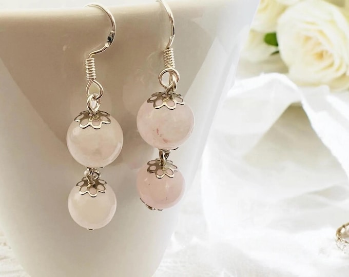Sterling Silver Rose Quartz Earrings
