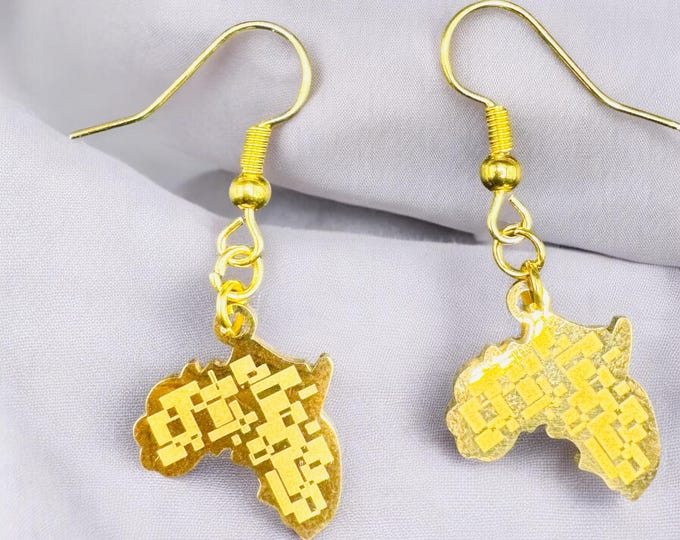 African Elegance: Gold Map Earrings Selection