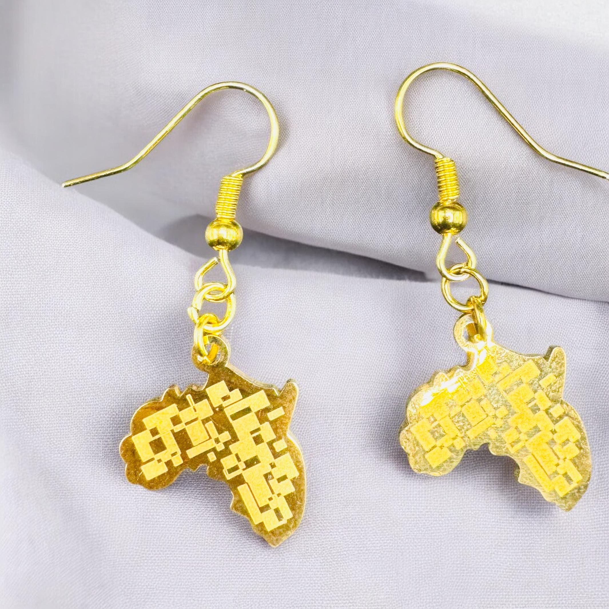 6 Paia Di Orecchini A Mappa Africana In Acciaio Inossidabile Orecchini A Goccia Etnici Pendenti Africa - Foto 6