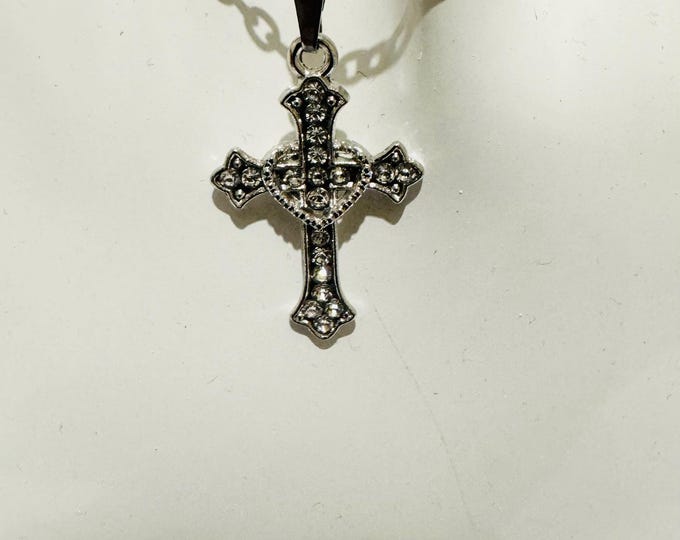 Elegant Sparkling Rhinestones Cross Necklace - available in Gold or Silver
