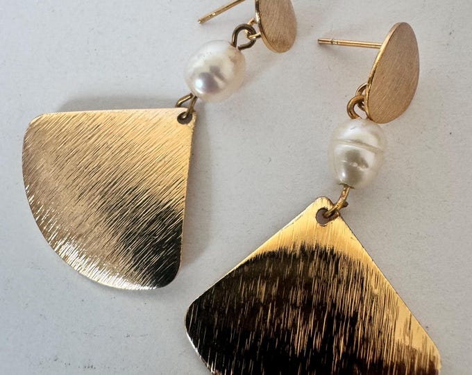 Classy Pearl Gold Dangle Earrings