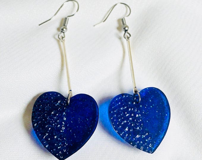 Elegant Sparkling Heart Resin Earrings