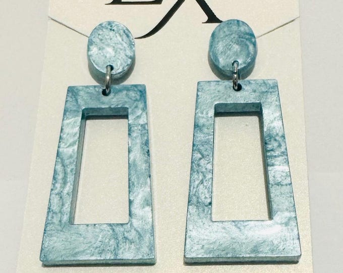 Blue Jade Statement Resin Handmade earrings