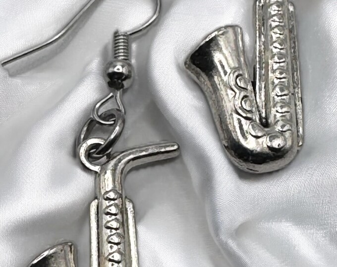 Dainty Music Note Earrings: Antique Silver Charms, Stainless Steel