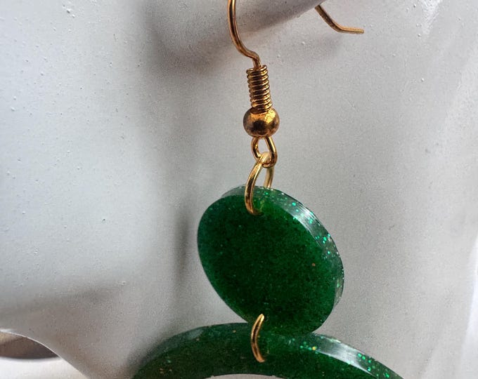Emerald Glow Resin Earrings
