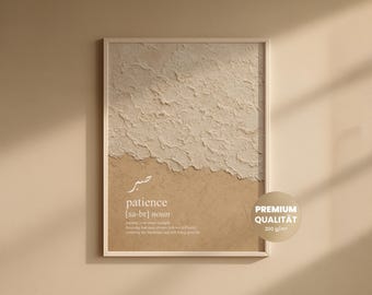 Islamisches Poster – Sabr Wandbild – Moderne Islamische Kalligrafie Kunst in Beige – Minimalistische Wanddeko